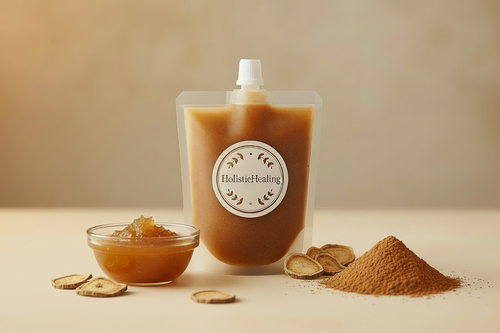 16oz pouch of HolisticHealin Burdock Root Sea Moss Gel for detox and cleansing support