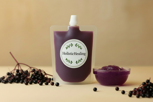 HolisticHealin 16oz pouch of Elderberry Sea Moss Gel for immunity and antioxidant support.