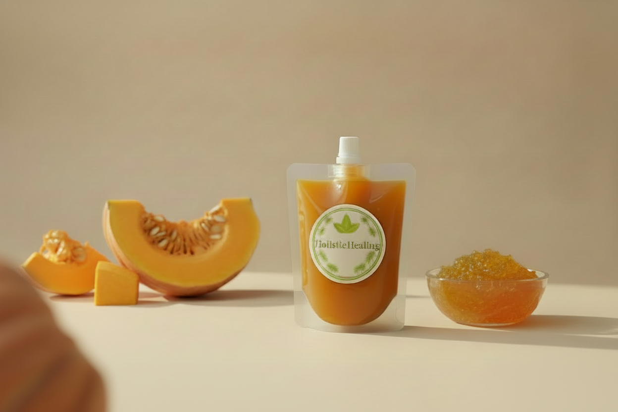 HolisticHealin 16oz pouch of Pumpkin Sea Moss Gel for immunity and skin glow.